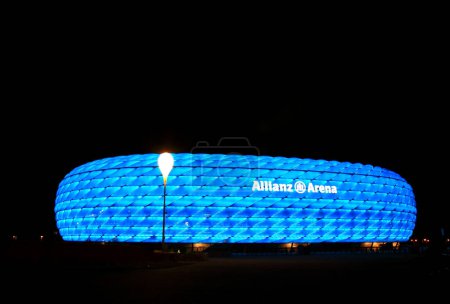 Photo for The colorful illumination of Allianz Arena in Munich - Royalty Free Image