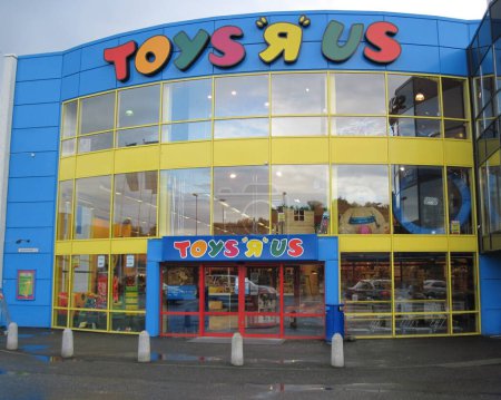 Photo for Toystore sign in city ,  on background, close up - Royalty Free Image