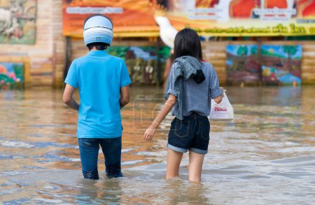 Photo for Monsoon flooding in Nakhon Ratchasima, Thailand - Royalty Free Image