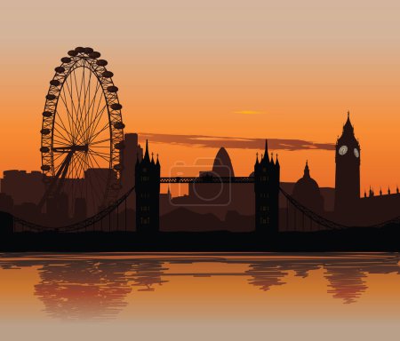 Téléchargez les photos : Londres au coucher du soleil, illustration colorée - en image libre de droit