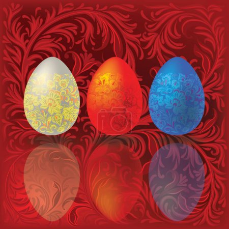 Photo for Easter eggs on a red background - Royalty Free Image