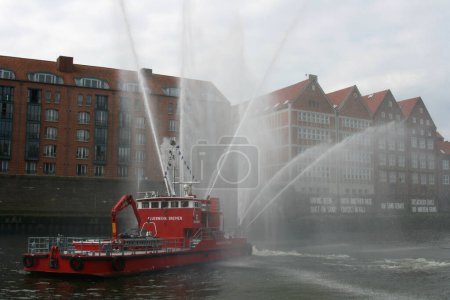Photo for Fireboat flush in the air - Royalty Free Image