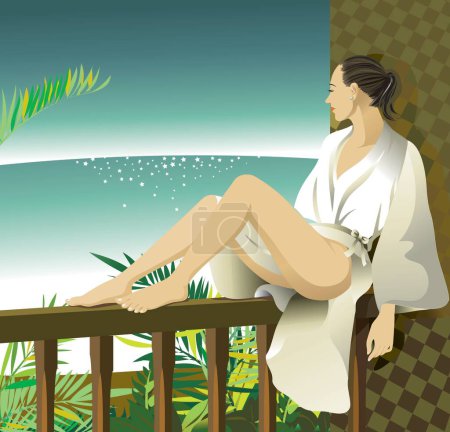 Photo for Woman relaxin, colorful illustration - Royalty Free Image