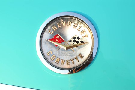 Photo for Corvette Stingray emblem on background, close up - Royalty Free Image