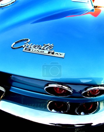 Photo for Blue Corvette Stingray  car   on background - Royalty Free Image