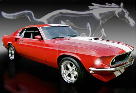 Photo for 1969 Ford Mustang car   on background - Royalty Free Image