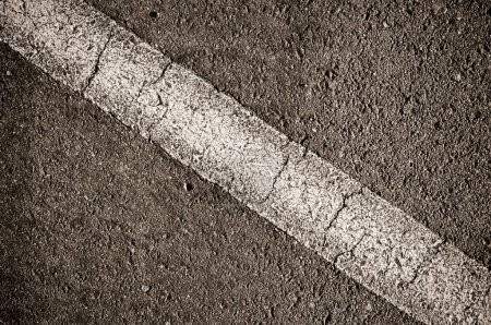 Photo for Asphalt With White Diagonal Line - Royalty Free Image