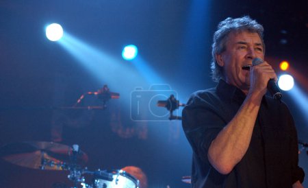 Photo for BRNO, CZECH REP., FEBRUARY-22:   Ian Gillan, singer of British band Deep Purple in performance at the hall Rondo February 22, 2006 in Brno, Czech Republic. The group arrived as part of tour for the new album Rapture Of The Deep. - Royalty Free Image