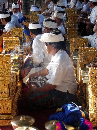 Photo for Balinese Gamelan players performing - Royalty Free Image