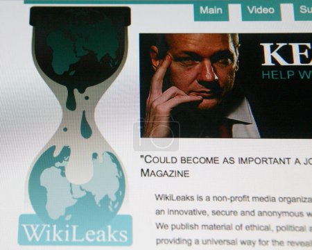 Téléchargez les photos : Vue de la page d'accueil de Wikileaks - en image libre de droit