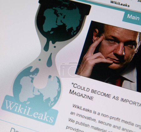 Téléchargez les photos : Vue de la page d'accueil de Wikileaks - en image libre de droit