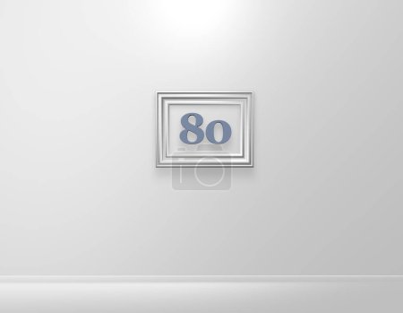 Photo for Eighty number on the wall, 3d illustration - Royalty Free Image