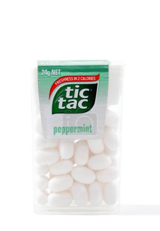 Photo for Tic Tac Peppermint candies on white background - Royalty Free Image