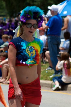 Foto de Mujer en 2011 Art Car Parade, festival callejero en Houston - Imagen libre de derechos