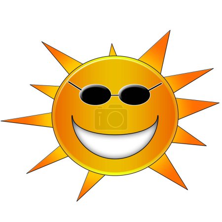 Téléchargez les photos : Soleil heureux dans les lunettes de soleil sur blanc - en image libre de droit