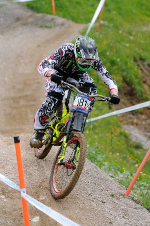 Photo for Man on mountain bike downhill - Royalty Free Image