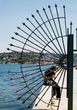 Photo for Fisherman wharf quayside Istanbul, Turkey - Royalty Free Image