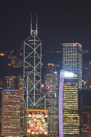 Téléchargez les photos : Hong Kong vue de la nuit, paysage urbain - en image libre de droit