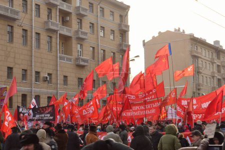 Photo for Russian communists marching against fair elections - Royalty Free Image