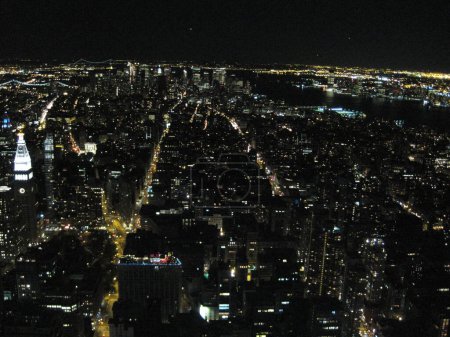 Foto de Nueva York de noche, vista aérea - Imagen libre de derechos