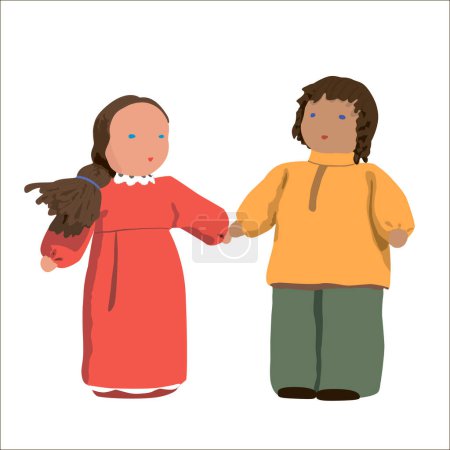Téléchargez les photos : Illustration de poupées homme et femme dessin animé isolé - en image libre de droit
