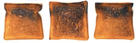 Photo for Burnt toast on white, close up - Royalty Free Image