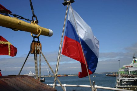 Photo for Russian flag on a sailing vessel - Royalty Free Image