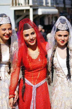 Photo for TBILISI, GEORGIA - OCTOBER 9: Participants of Georgian Folk Autumn Festival - Tbilisoba, in georgian traditional costume dancing Djeiran dance, October 9, 2011 in Tbilisi, Georgia. - Royalty Free Image