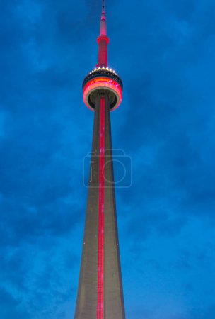 Photo for Bottom view of CN Tower at dusk - Royalty Free Image