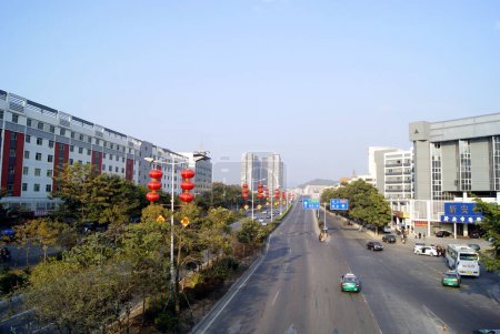 Photo for Buildings and road traffic in Shenzhen, China - Royalty Free Image