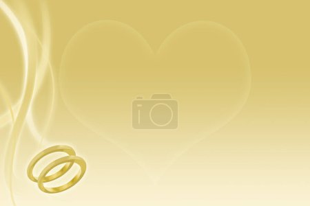 Téléchargez les photos : Fond de mariage en or avec des bandes de mariage et coeur - en image libre de droit