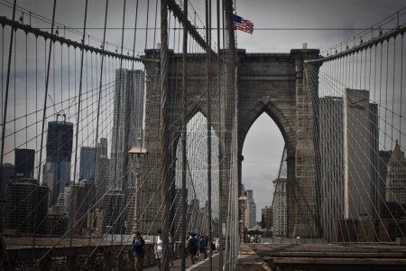 Foto de Vista sobre el puente de Brooklyn, ny, usa - Imagen libre de derechos
