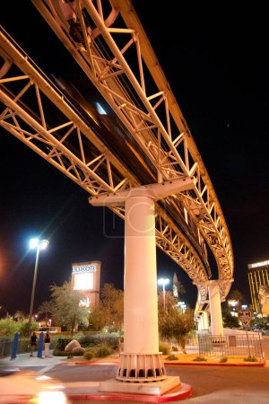 Photo for Las Vegas monorail in the night time - Royalty Free Image