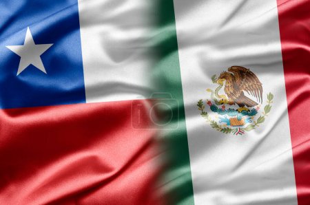 Téléchargez les photos : Drapeaux Chili et Mexique - en image libre de droit
