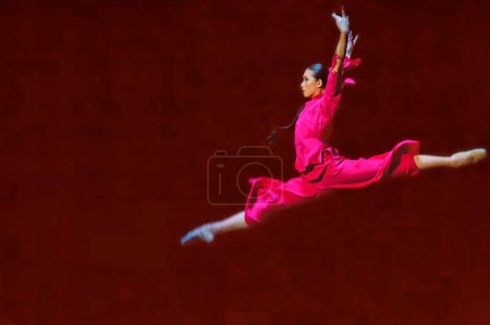 Photo for Jumping ballerina performing on stage - Royalty Free Image