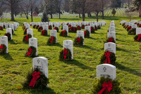 Téléchargez les photos : Couronnes de Noël au cimetière d'Arlington - en image libre de droit