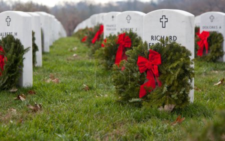 Photo for Xmas wreaths in Arlington Cemetery - Royalty Free Image