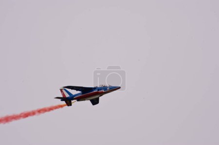 Photo for Patrouille de France or PAF, is the precision aerobatic demonstration team of the French Air Force. Jet on the airshow SIAD 2004 in Slovakia. - Royalty Free Image