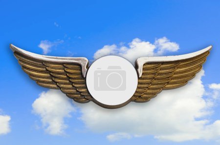 Photo for Golden wings, with sky in background. - Royalty Free Image