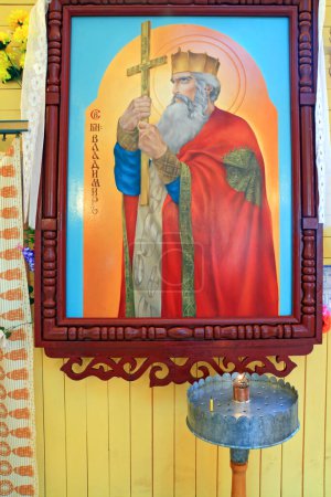 Foto de Icono en la iglesia ortodoxa rural rusa - Imagen libre de derechos