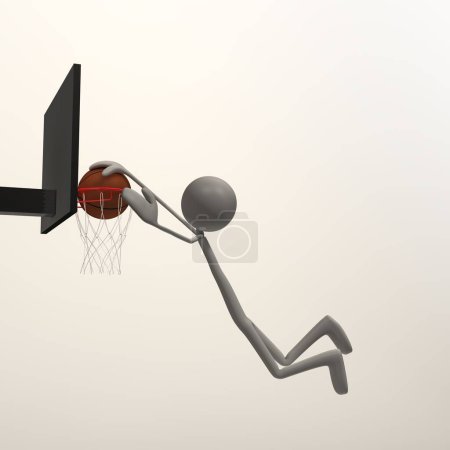 Téléchargez les photos : Basket-ball et personnage, illustration 3D - en image libre de droit