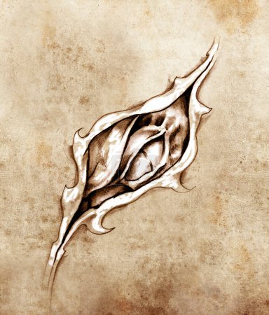 Photo for Sketch of tattoo art, dragon under skin - Royalty Free Image