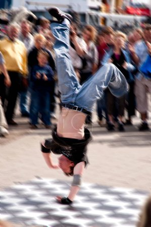 Photo for Break dancer performing outdoors - Royalty Free Image