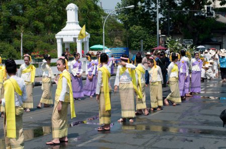 Photo for CHIANG MAI, THAILAND - APRIL 13, 2012 : Unidentified people in parade on Songkran Festival in Chiang Mai, Thailand - Royalty Free Image