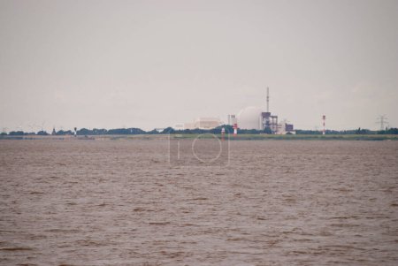 Photo for Atomic power plant on Elbe river shore - Royalty Free Image