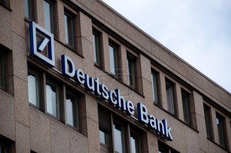 Photo for Deutsche Bank logo (neon sign) - Royalty Free Image