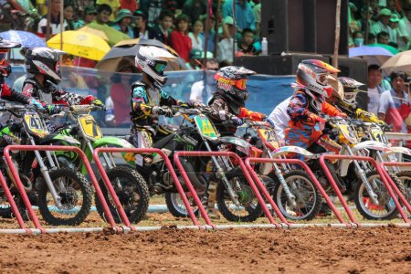Photo for Motocross championship, racers on bikes - Royalty Free Image