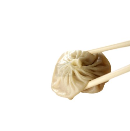 Photo for "Ravioli with chopsticks isolated" - Royalty Free Image