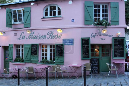 Téléchargez les photos : Restaurant La Maison Rose sur Montmartre à Paris - en image libre de droit
