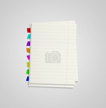 Photo for Some sheets from notebook with bookmarks - Royalty Free Image